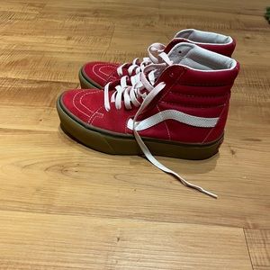 Red vans sk8 hi platforms